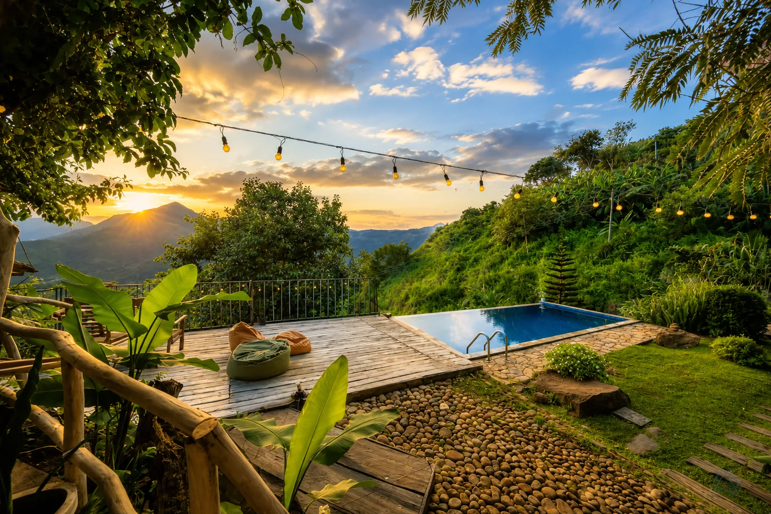 Evening pool at Awesome Place Hotel